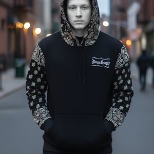 LNWT SNOOP🐕DOGG Black and White Paisley Hoodie by Dope Supply SZ L